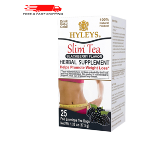 HYLEYS Slim Tea 5 Flavo Assotment - Weight Loss Hebal Supplement Cleanse and 783595, Blackbey, 25 Sevings (Pack of 1)