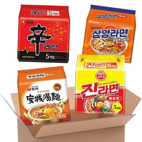 [맛슐랭] 신라면 5+안성탕면 5+진라면 5+삼양라면 5 20개, 1세트
