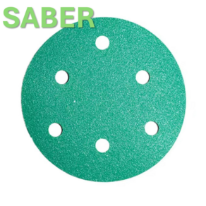 SABER 5인치(125mm) 6홀 지르코니아 필름 원형사포 (1BOX 100장), #80, 1개