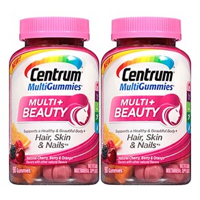 Centum MultiGummies MULTI+BEAUTY 센트룸 멀티구미 멀티 플러스 뷰티 헤어 스킨 네일 멀티비타민 90정 2개 체리 베리 오렌지