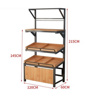 과일 진열대 마트 야채 선반 채소 매대 베이커리 빵 랙, 1.2m 길이(3단) 평판 프레임 거울 없음, 1개