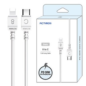 PD 30W 초고속 8 to C 충전케이블 1.2M / 초고속충전 데이타전송, MON-8C-PD30W-120, 1개