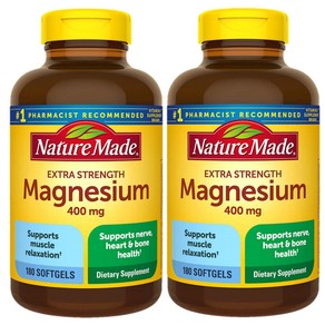 Natue Made 네이처메이드 엑스트라 스트렝스 마그네슘 400mg 180소프트젤, 2개, 180정