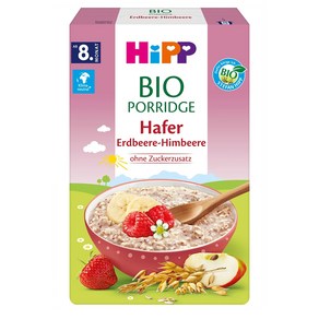 Hipp 이유식 오트밀 죽 스트로베리 250g 4팩 8개월 이상 Poidge oganic oats stawbey-aspbey fom, 4개