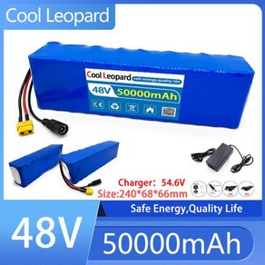 전기 자전거 스쿠터용 리튬 이온 배터리 팩 BMS 및 충전기 포함 48V 50000Mah 1000W 13S3P XT60 48V 546V 50Ah 신제품, 3) 48V50AH