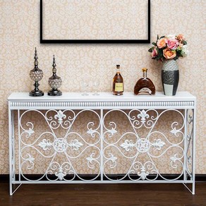 북유럽 벽난로 콘솔 엔틱 거실 현관 인테리어 장식장, 90x24x80cm 화이트