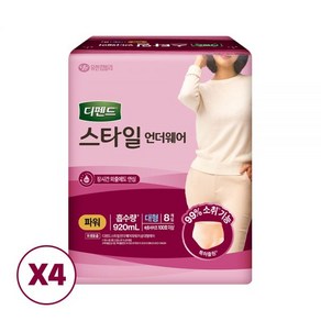 디펜드스타일 언더웨어 여성 파워대형 8매x4팩, 4개