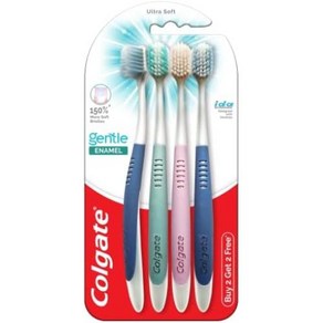 Colgate Gentle Enamel 울트라 소프트 칫솔모 성인용 수동 칫솔 4개 (2개 구매) 에나멜 관리를 위한 부드러