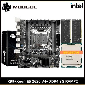 MOUGOL 게이밍 마더보드 세트 데스크탑 PC용 인텔 제온 E5 2630 V4 및 DDR4 8 Gx2 2133MHz 듀얼 채널 RAM M.2 NVME X99, [01] 마더 보드 + CPU, 01 마더 보드  CPU, 1개