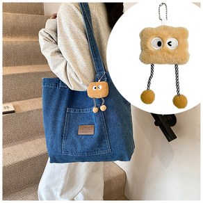 플라카 데일리 포켓 데님 에코백 청가방 [ 인기키링증정 ]