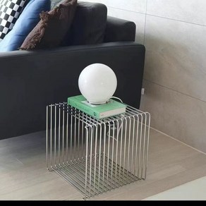 모듈 협탁 와이어 철제 미니 큐브 침대 사이드 테이블, 1개, 실버 25x25x25