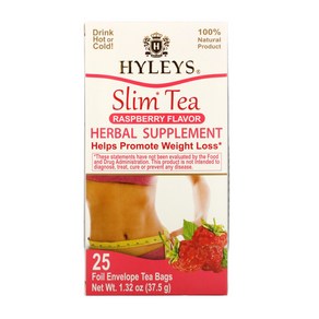 Hyleys Tea Slim Tea Raspbey Flavo 25 Foil Envelope Tea Bags 1.32 oz (37.5 g), 37.5g, 2개