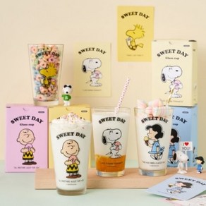 [Peanuts] 피너츠 스윗데이 유리컵 (4종), 스누피, 스누피, 1개