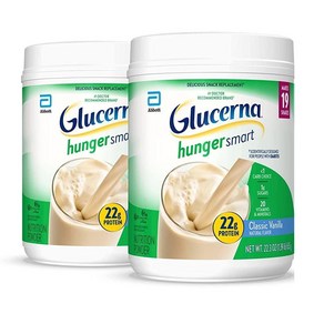 Glucena 헝거 스마트 파우더 바닐라 22.3oz 2팩 영양 혈당 관리 단백질 22g 120칼로리, Vanilla, 2개