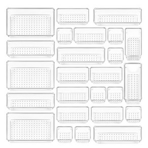 수흥 다용도 투명 서랍 정리 보관함 주방 사무용품 욕실 화장품 옷 K7, 25세트, 투명 * 25세트