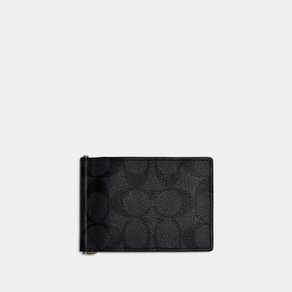 코치 시그니처 캔버스 슬림 머니 클립 빌폴드 지갑 CH086 QBMI5 Slim Money Clip Billfold Wallet In Signa