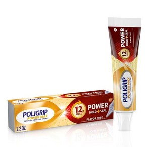 Supe Poligip Powe Max Hold plus Seal 틀니 접착 크림 안전한 고정 및 식품 밀봉을 위한 무향 62.4g(2.25온스) 미국 537070