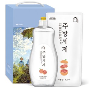 오늘의쉼표 세제 선물세트 답례품 자몽 15호 (주방세제 용기 + 리필), 1개
