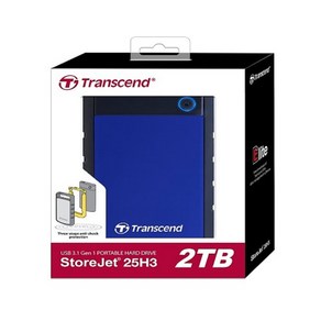 트랜센드 충격방지용 외장HDD Tanscend StoeJet SJ25H3B(2TB/블루) (USB3.1) 파인인포