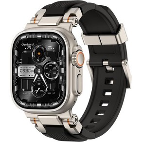 Apple Watch 987 45mm와 호환되는 AmBand 밴드 스테인리스 스틸 커넥터가 있는 M1 스포츠 시리즈 견고한 내구성 스트랩으로 iWatch SE6543 44mm, Titanium/Black, 49mm, 1개