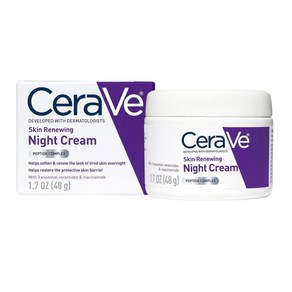 세라비 스킨 리뉴잉 나이트 크림  나이아신아마이드 펩타이드 복합체 히알루론산 모이스처라이저 1.7온스 107907, 1개