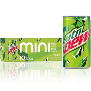 Mountain Dew Soda Mini Cans 7.5 Fl Oz (Pack of 10) 마운틴 듀 소다 미니 캔 7.5 Fl Oz (10팩), 7.5 Fl Oz Mini Cans (Pack of 1, 1개, 221ml