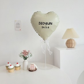 이벤트홀릭 레터링 하트 풍선 스탠드 세트 파티용품 자유문구 스티커, 1개, 01.크림 세트