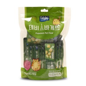 테비 바게트 10g 40개입 부드럽고 촉촉한 퓨레 고양이 간식, 테비 바게트 10g 40개 치킨치즈, 40개