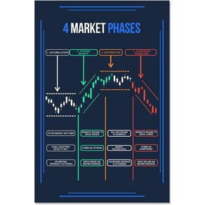 노 브랜드 4 시장 단계 포스터 기술 분석 촛대 패턴 무역 상인 주식 차트 월스트리트 아트웍 홈 데코 I... 0617, 20x30cm, no fame