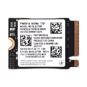 1TB M.222 30mm PM991a NVMe PCIe3.0 TLC SSD 표면 프로 스팀 데크 노트북 울트라북 태블릿 드라이브