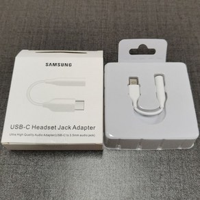 삼성-USB c타입 헤드셋 잭 어댑터 타입-C to 3.5mm 이어폰 오디오 케이블 갤럭시 노트 10 플러스 + S20 A90 A80 A60 A8S, 02 White-With Box, 1개