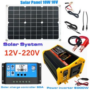 태양 전지 패널 발전기 솔라 스마트 LCD 디스플레이가 있는 태양광 발전 시스템 6000W 전력 인버터 듀얼 USB 12V 110 V 220V 30A 컨트롤러 세트