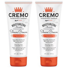 Cemo Coconut Mango Moistuizing Shave Ceam Asto 크레모 코코넛 망고 모이스처라이징 쉐이브 크림 놀랍도록 우수한 여성용 면도 크림 흠집, 2-pack, 2개