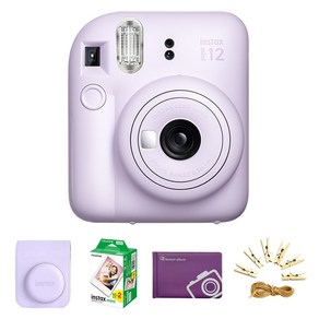 인스탁스 즉석카메라 instax mini 12 라일락 퍼플 + 전용케이스 + 미니필름 20장 + 미니앨범 + 포토라인, 인스탁스 미니 12, 1세트