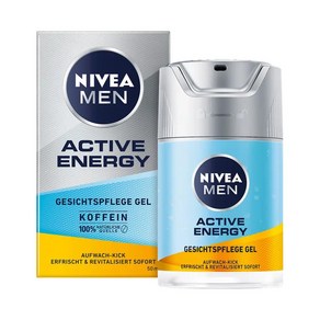 [독일직구] Nivea 니베아 남성용 액티브 에너지 페이스 케어 젤 50ml ACTIVE ENERGY FACE CARE GEL, 1개