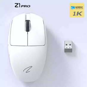 ZAOPIN 비누 Z1 PRO 게이밍 무선 마우스 듀얼 모드 Paw3395 500mAh, 화이트, 1K