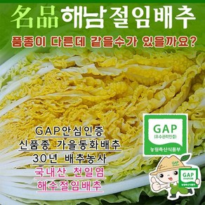 (해남북평면 산지직송 30년배추농사) 품종이다른 단맛나고 아삭한 명품해남절임배추 20kg (대장균안심 GAP인증)