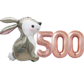 파파 파티 토끼 기념일 숫자 풍선 세트, 토끼 500, 1세트