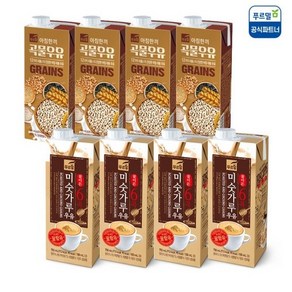 푸르밀 아침한끼곡물우유 730ml 4개 + 꿀이든미숫가루우유 750ml 4개, 곡물우유 730ml 4개+미숫가루우유 750ml 4개, 1세트