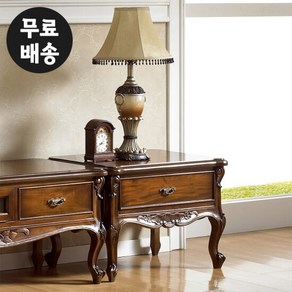 슈 엔틱 브라운 마호가니 원목 거실 침대옆 1단 협탁, 단품