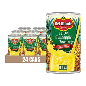 Del Monte 100% 파인애플 주스 24캔 177.4ml(6온스), 24개, 177.4ml