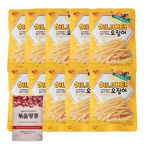 [더먹다] 허니버터 오징어 30g x 10봉 + 볶음땅콩1개 건어물안주 아이들간식, 10개