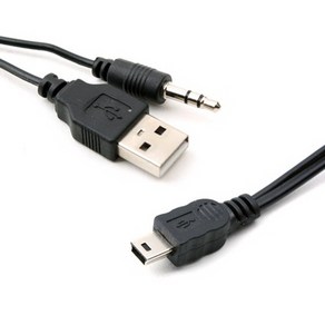 USB to 미니 5핀 + 스테레오 케이블 Y형 케이블 스피커 연결, 1개