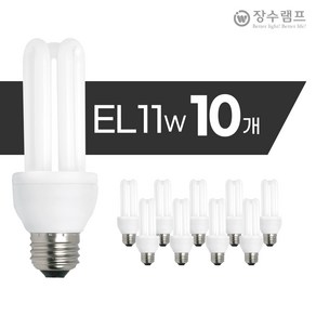 장수램프 안정기 내장형 램프 11W EL11EX-L, 전구색, 10개