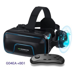 a안경 VR SHINECON G04EA 안경 IMAX 자이언트 스크린 헤드폰 포함 3D 가상 현실 게임 헬멧 매칭 조이, G04EA Po with B01