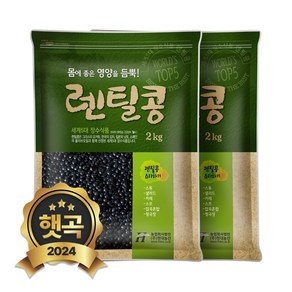 현대농산 검정 렌틸콩 4kg (2kgx2봉) 블랙 렌즈콩