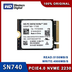 Westen Digital-WD SN740 2TB 1TB 512GB M.2 SSD 2230 NVMe PCIe Gen 4x4 마이크로소프트 서피스 프록시 노트북 3 스팀 데크, 01 256GB, 01 256GB