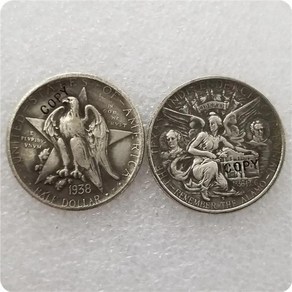 기념 주화 코인 골동품 실버 미국 1934-1938 텍사스 반달러 복사 동전, [13] 1938S