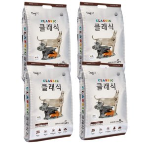 도그랑 전연령 강아지 클래식 건식사료, 닭, 5kg, 4개