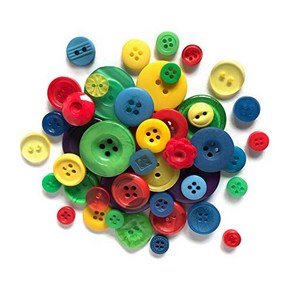 Buttons Galore Bright Color Grab Bag with Craft and Sewing Bu 단추 공예 및 바느질 단추가 포함된 풍부한 밝은 색상 복주머니 6온